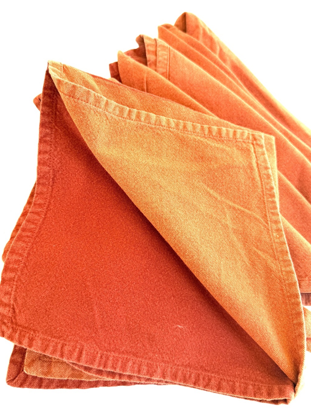 Dual-Shade Orange Cotton Napkins - Rust & Tangerine, Set of 8